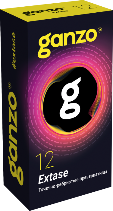 Презервативы "Ganzo Extase" точечно-ребристые, 12шт 