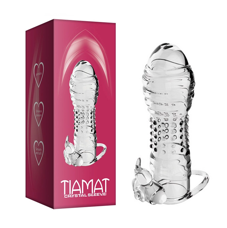 Насадка с вибрацией и кольцом под мошонку "Tiamat" прозрачная 