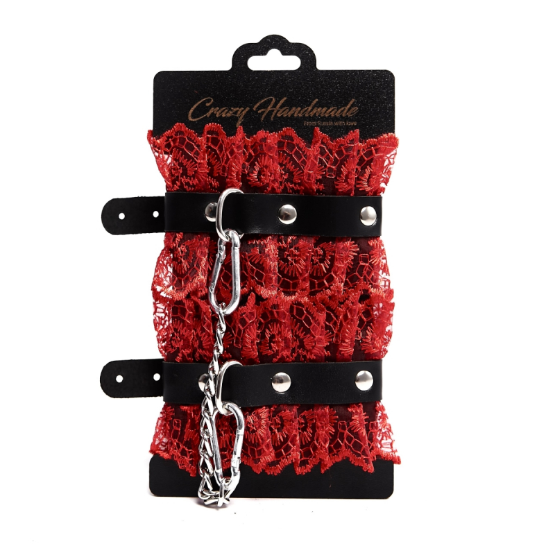 Наручники "Crazy Handmade" красное кружево 